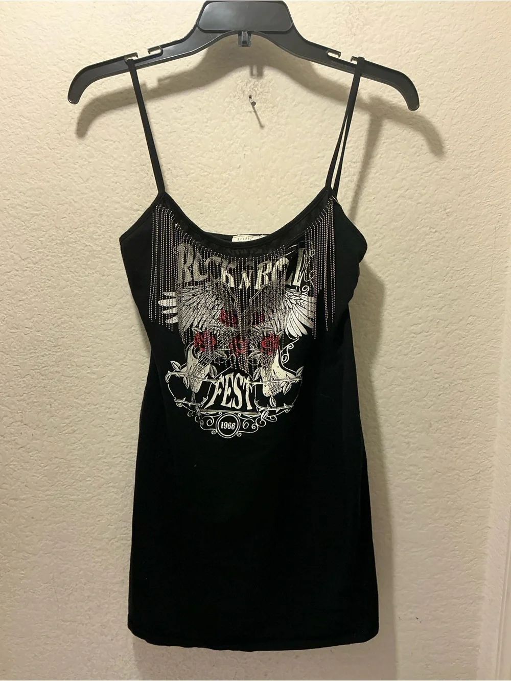 Studio 1011 Rock n Roll Black Graphic Chain-Trim mini dress  Top - Women's